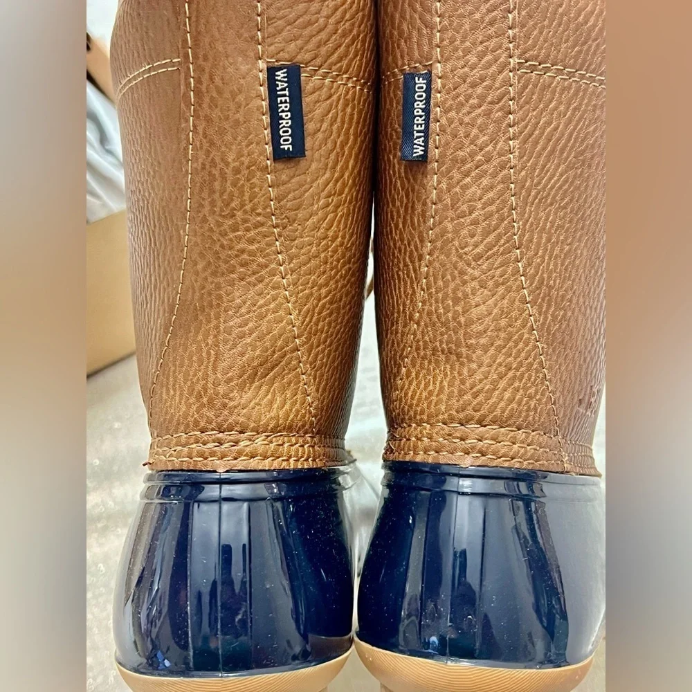 JBU Brown and Navy Lace-Up Winter Waterproof Boots - Size 6 New in Box